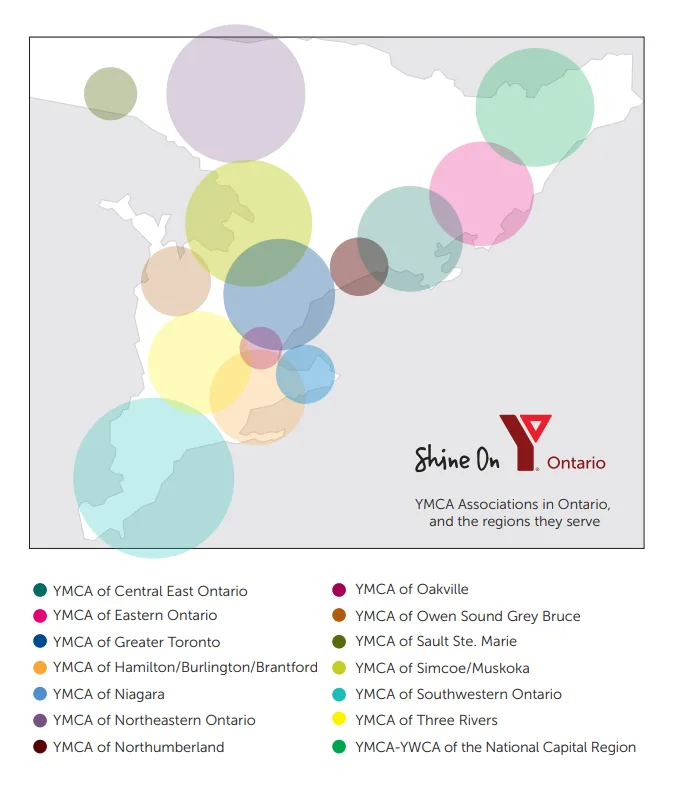 YMCA Ontario Locations Map